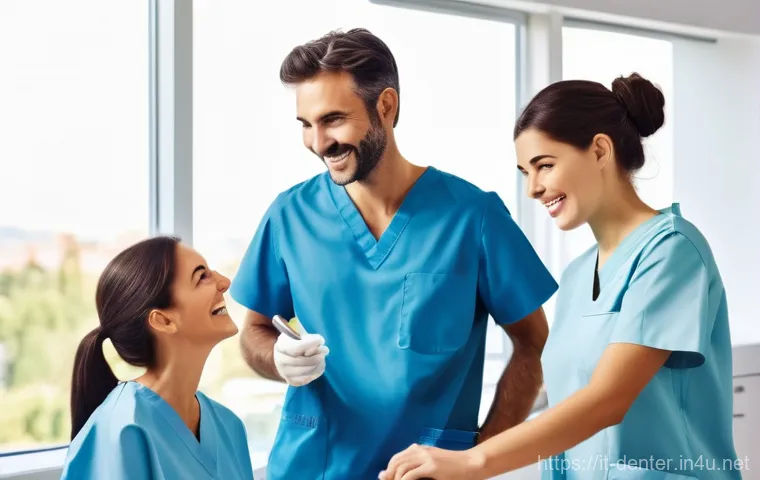 치과위생사 환자 관리 사례 - **Prompt:** "A professional female dental hygienist, in her early 40s, wearing clean white scrubs an...