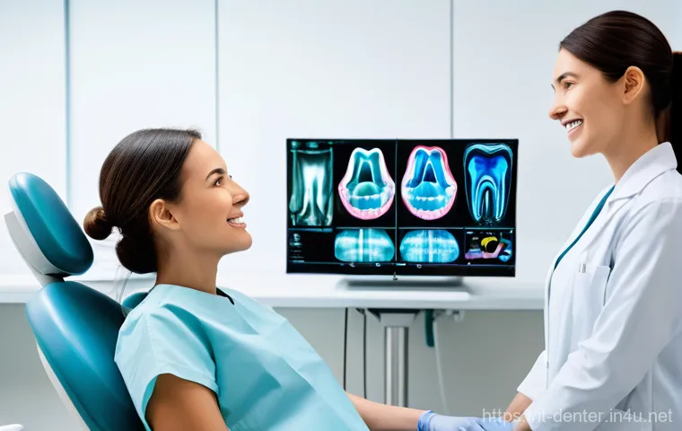 치과위생사 신기술 활용 방법 - **Prompt:** A highly detailed image of a modern, sterile dental clinic. A female dental hygienist, p...