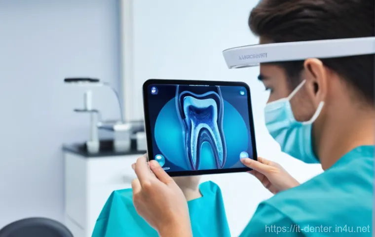 치과위생사 신기술 활용 방법 - **Prompt:** A highly detailed image of a modern, sterile dental clinic. A female dental hygienist, p...