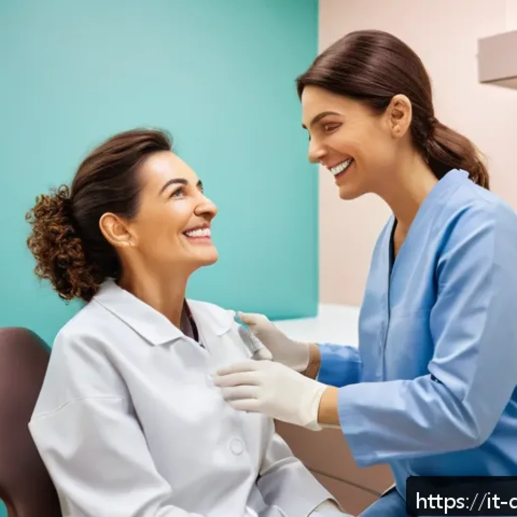 치과위생사 환자 심리 이해하기 - A calm dental clinic scene featuring a female dental hygienist wearing professional attire and a war...