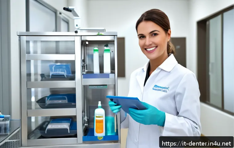 치과위생사 윤리와 법률 - A modern Italian dental hygiene clinic scene showing a professional female dental hygienist in her m...